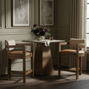  Meridian Ravina Cognac Vegan Leather and Linen Textured Fabric Upholstered Counter Stool IMAGE 2