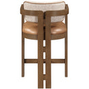  Meridian Ravina Cognac Vegan Leather and Linen Textured Fabric Upholstered Counter Stool IMAGE 5