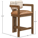  Meridian Ravina Cognac Vegan Leather and Linen Textured Fabric Upholstered Counter Stool IMAGE 9