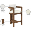  Meridian Ravina Cream Vegan Leather and Linen Textured Fabric Upholstered Counter Stool IMAGE 10