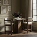  Meridian Ravina Cream Vegan Leather and Linen Textured Fabric Upholstered Counter Stool IMAGE 2