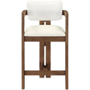  Meridian Ravina Cream Vegan Leather and Linen Textured Fabric Upholstered Counter Stool IMAGE 3