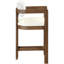  Meridian Ravina Cream Vegan Leather and Linen Textured Fabric Upholstered Counter Stool IMAGE 4