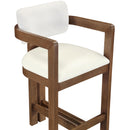  Meridian Ravina Cream Vegan Leather and Linen Textured Fabric Upholstered Counter Stool IMAGE 6