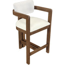  Meridian Ravina Cream Vegan Leather and Linen Textured Fabric Upholstered Counter Stool IMAGE 7