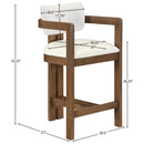  Meridian Ravina Cream Vegan Leather and Linen Textured Fabric Upholstered Counter Stool IMAGE 9