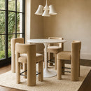  Meridian Zuno Beige Velvet Upholstered Counter Stool IMAGE 2