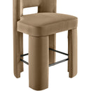  Meridian Zuno Beige Velvet Upholstered Counter Stool IMAGE 6