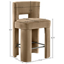  Meridian Zuno Beige Velvet Upholstered Counter Stool IMAGE 9
