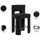  Meridian Zuno Black Velvet Upholstered Counter Stool IMAGE 10