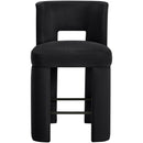  Meridian Zuno Black Velvet Upholstered Counter Stool IMAGE 3