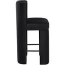  Meridian Zuno Black Velvet Upholstered Counter Stool IMAGE 4