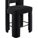  Meridian Zuno Black Velvet Upholstered Counter Stool IMAGE 6