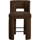  Meridian Zuno Brown Velvet Upholstered Counter Stool IMAGE 3