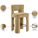  Meridian Zuno Camel Velvet Upholstered Counter Stool IMAGE 10