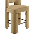  Meridian Zuno Camel Velvet Upholstered Counter Stool IMAGE 6