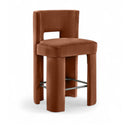  Meridian Zuno Cognac Velvet Upholstered Counter Stool IMAGE 1