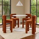  Meridian Zuno Cognac Velvet Upholstered Counter Stool IMAGE 2