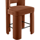  Meridian Zuno Cognac Velvet Upholstered Counter Stool IMAGE 6