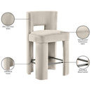  Meridian Zuno Cream Velvet Upholstered Counter Stool IMAGE 10