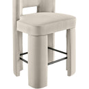  Meridian Zuno Cream Velvet Upholstered Counter Stool IMAGE 6
