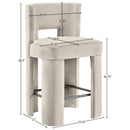  Meridian Zuno Cream Velvet Upholstered Counter Stool IMAGE 9