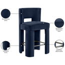  Meridian Zuno Navy Velvet Upholstered Counter Stool IMAGE 10