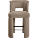 Meridian Zuno Taupe Velvet Upholstered Counter Stool IMAGE 2