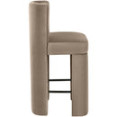  Meridian Zuno Taupe Velvet Upholstered Counter Stool IMAGE 3