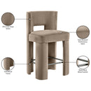  Meridian Zuno Taupe Velvet Upholstered Counter Stool IMAGE 9