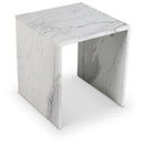  Meridian Pienza White Marble End Table IMAGE 1