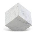  Meridian Block White Marble Decorative Cube IMAGE 1
