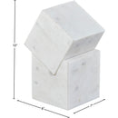  Meridian Quad White Marble Decorative Cube IMAGE 5