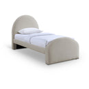  Meridian Andaz Beige Chenille Fabric Upholstered Twin Bed IMAGE 1