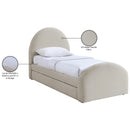  Meridian Andaz Beige Chenille Fabric Upholstered Twin Trundle Bed IMAGE 10