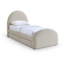 Meridian Andaz Beige Chenille Fabric Upholstered Twin Trundle Bed IMAGE 1