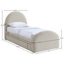  Meridian Andaz Beige Chenille Fabric Upholstered Twin Trundle Bed IMAGE 9