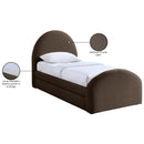  Meridian Andaz Brown Chenille Fabric Upholstered Twin Trundle Bed IMAGE 10