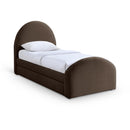  Meridian Andaz Brown Chenille Fabric Upholstered Twin Trundle Bed IMAGE 1