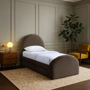  Meridian Andaz Brown Chenille Fabric Upholstered Twin Trundle Bed IMAGE 2