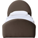  Meridian Andaz Brown Chenille Fabric Upholstered Twin Trundle Bed IMAGE 3