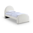  Meridian Andaz Cream Chenille Fabric Upholstered Twin Bed IMAGE 1
