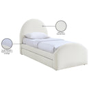  Meridian Andaz Cream Chenille Fabric Upholstered Twin Trundle Bed IMAGE 10
