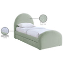  Meridian Andaz Mint Chenille Fabric Upholstered Twin Trundle Bed IMAGE 10