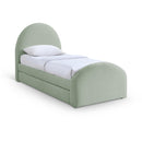  Meridian Andaz Mint Chenille Fabric Upholstered Twin Trundle Bed IMAGE 1
