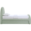  Meridian Andaz Mint Chenille Fabric Upholstered Twin Trundle Bed IMAGE 4