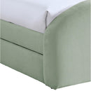  Meridian Andaz Mint Chenille Fabric Upholstered Twin Trundle Bed IMAGE 6
