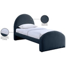  Meridian Andaz Navy Chenille Fabric Upholstered Twin Bed IMAGE 10