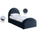  Meridian Andaz Navy Chenille Fabric Upholstered Twin Trundle Bed IMAGE 10