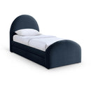  Meridian Andaz Navy Chenille Fabric Upholstered Twin Trundle Bed IMAGE 1